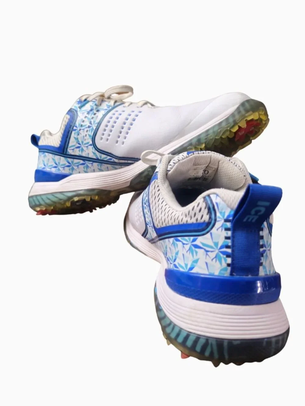 SQAIRZ MEN'S SPEED PERFORMANCE SPIKED GOLF SHOES • WHITE/COBALT BLUE/VOLT SZ 10
